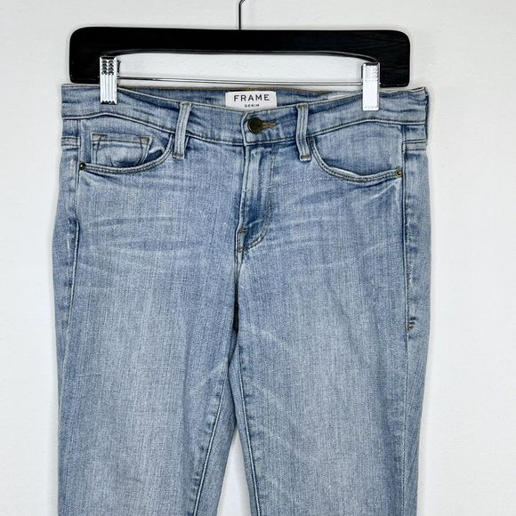 Frame Womens Jeans Le Skinny de Jeanne  Size 27  Mckinney Light Wash Ripped - Picture 3 of 6